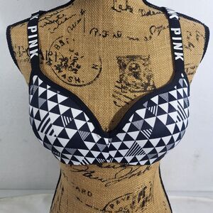Victoria's Secret Sports Bra Black White Small Victoria Sport Racerback Push up